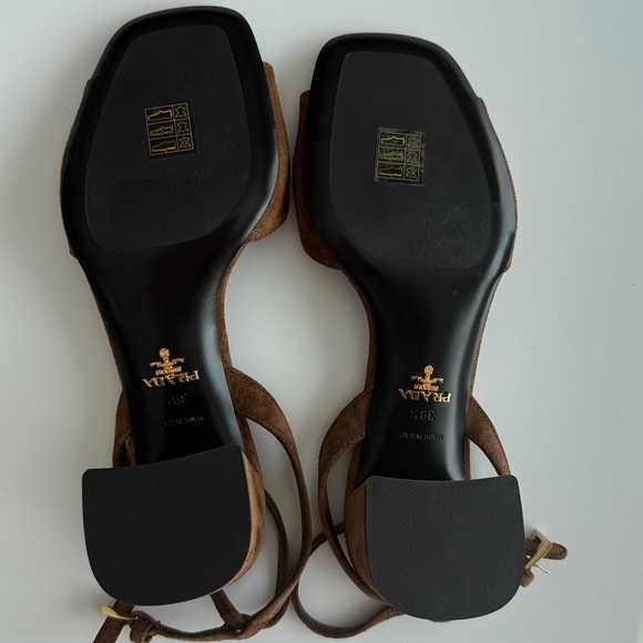 Prada Women's Brown Suede Heeled Sandals size 39.5 - Picture 5 of 8
